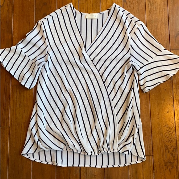 Liam & Co Tops - Liam & Co Black/White Wrap Blouse